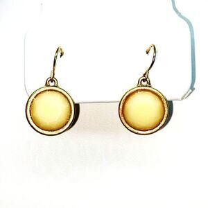 Beige Pendant Gold-Tone Dangle Earrings